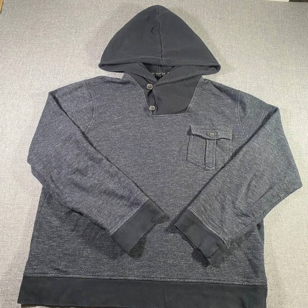Banana Republic Hoodie‎ Menswear Inspired Pullover Two Button Gray L